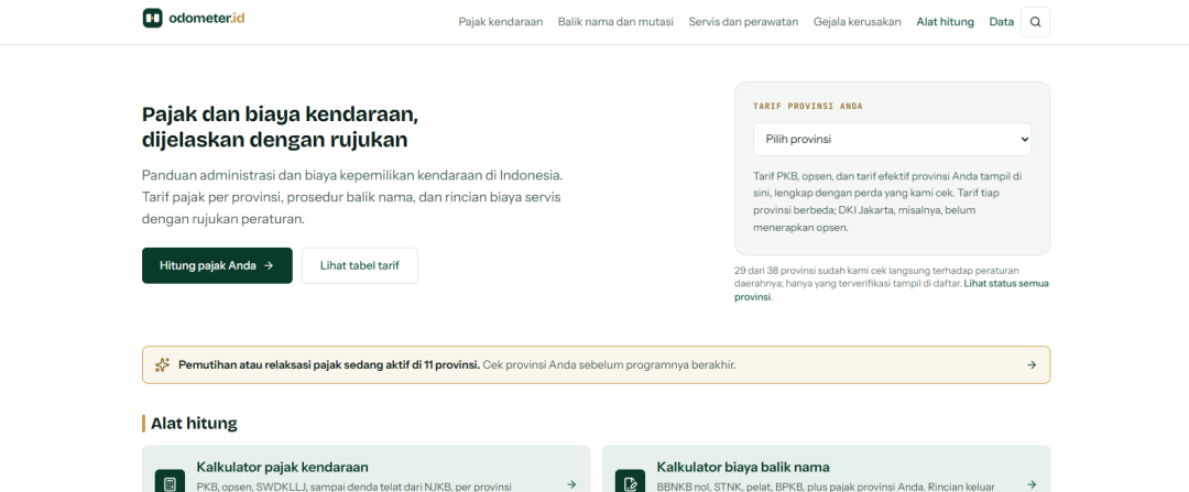 Review Odometer, Website Cek Pajak Kendaraan Online Terbaik